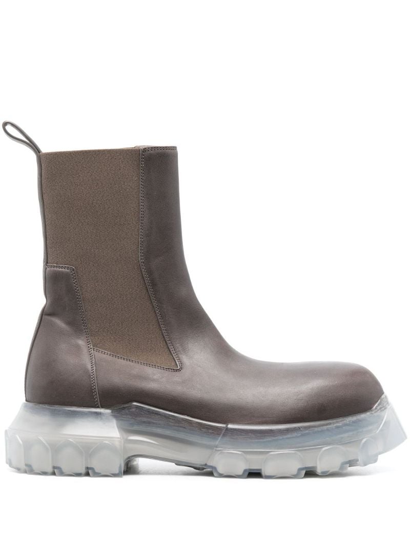 Brown Beatle Bozo Leather Ankle Boots