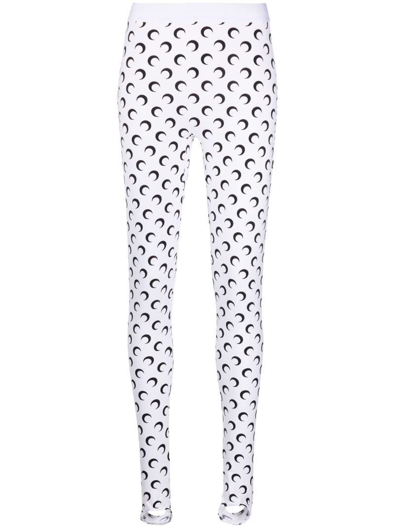 White Fuseaux Moon-print Leggings