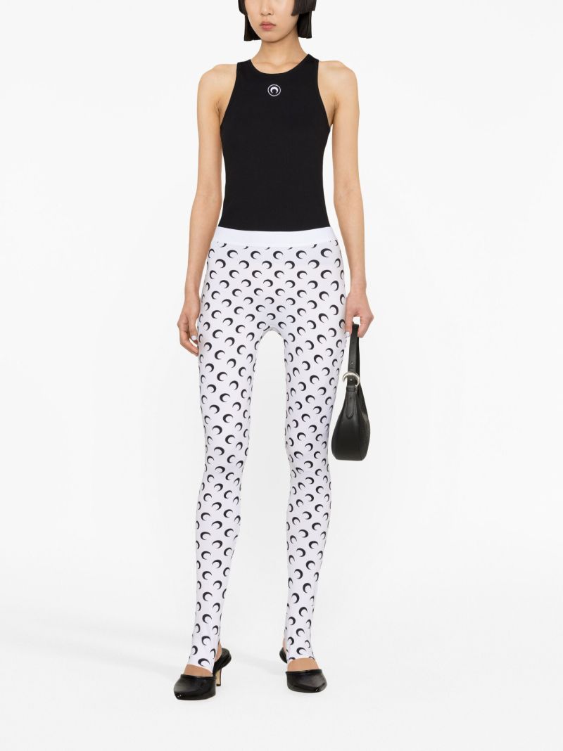 White Fuseaux Moon-print Leggings
