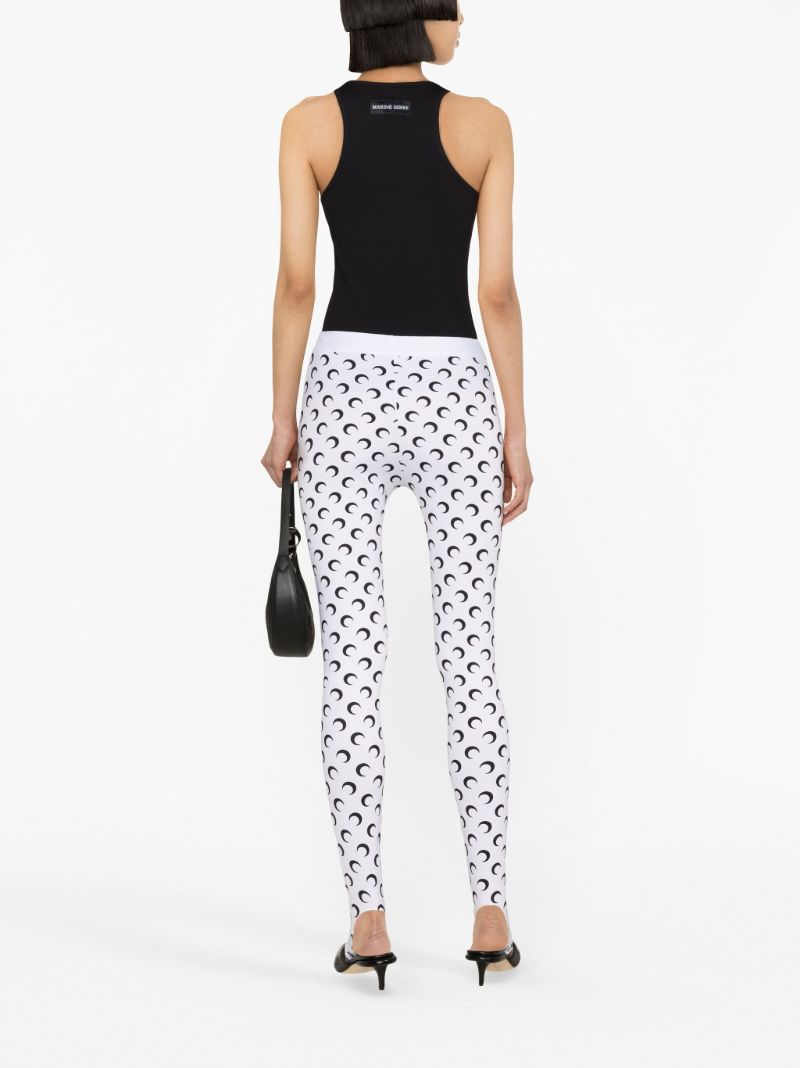 White Fuseaux Moon-print Leggings