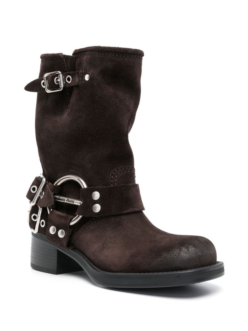 Brown Suede Biker Boots