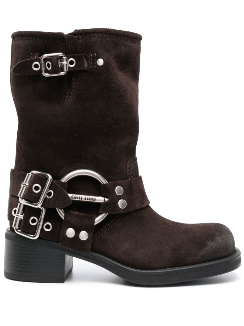 Brown Suede Biker Boots