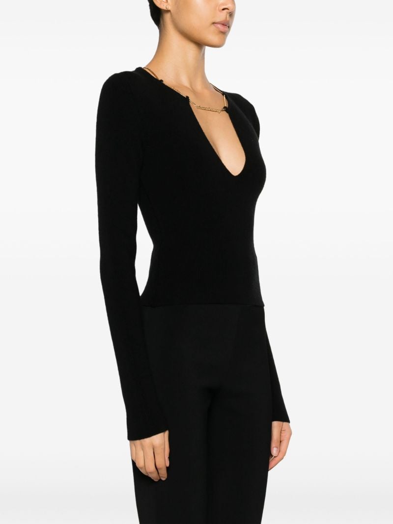 Black Chain-neck Knit Top