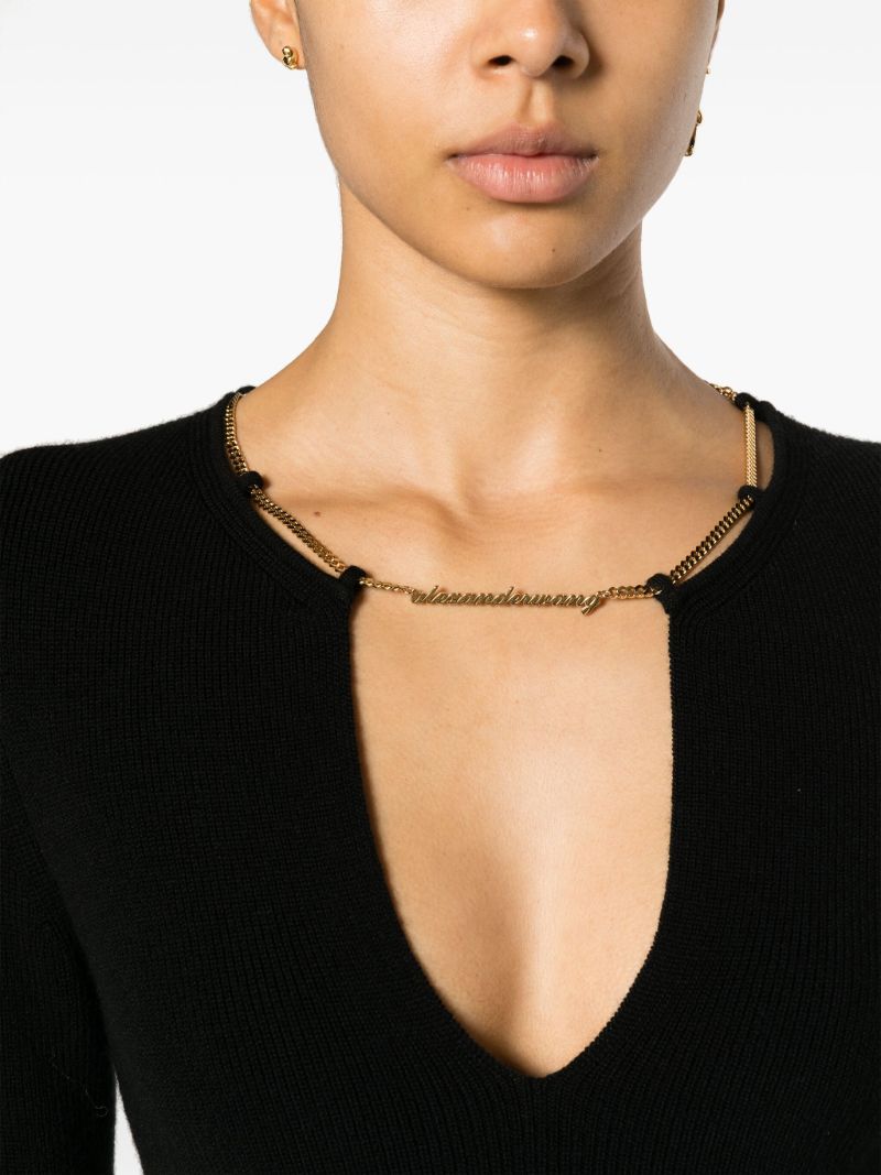 Black Chain-neck Knit Top