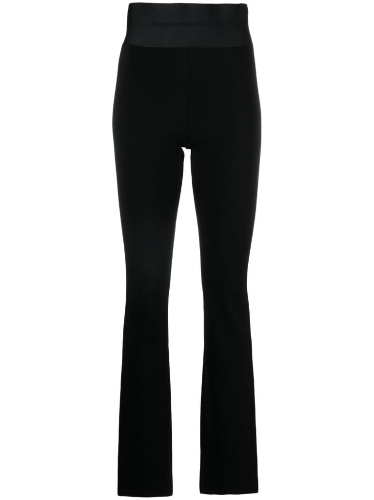 Black Logo-waistband Flared Trousers