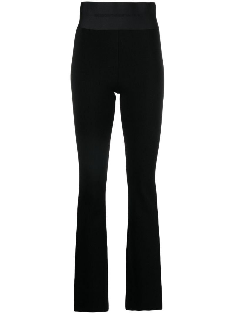 Black Logo-waistband Flared Trousers