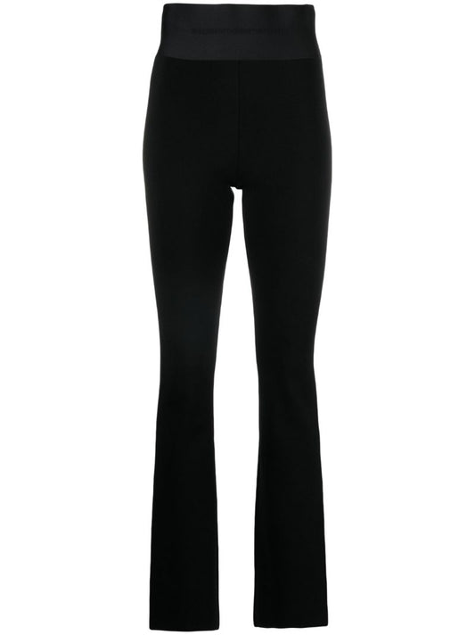 Black Logo-waistband Flared Trousers