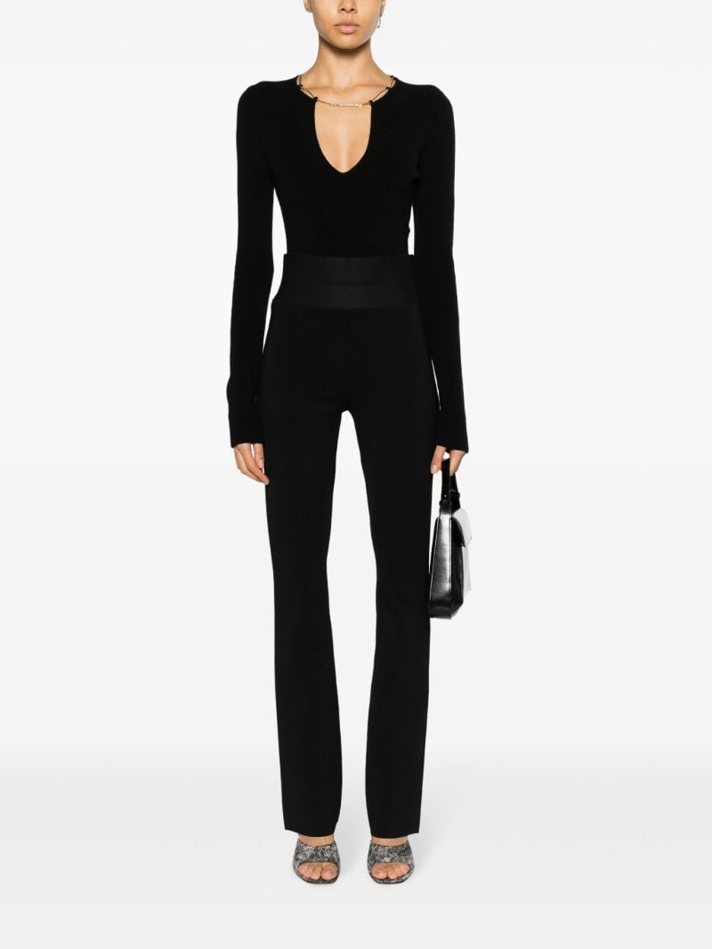 Black Logo-waistband Flared Trousers