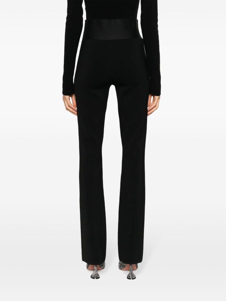 Black Logo-waistband Flared Trousers
