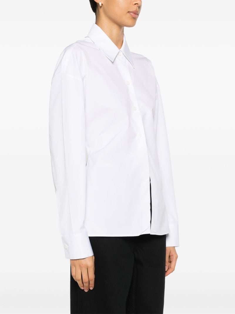 White Panelled Cotton Poplin Shirt
