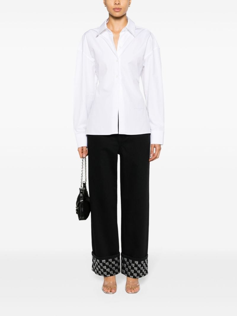 White Panelled Cotton Poplin Shirt