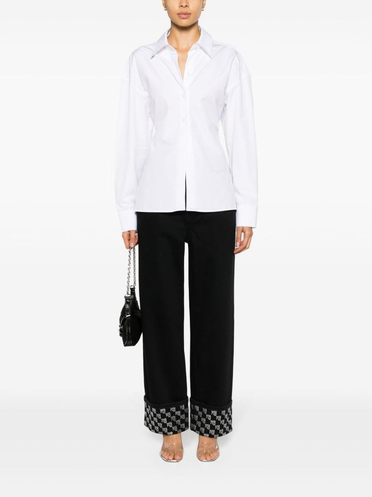 White Panelled Cotton Poplin Shirt