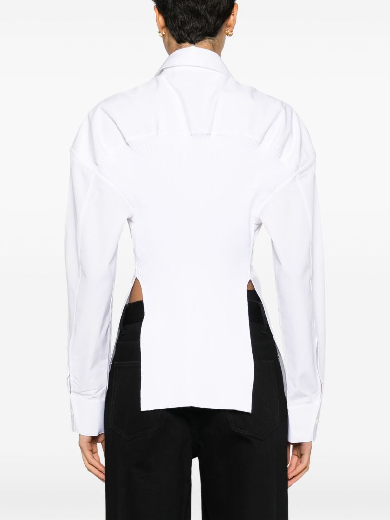 White Panelled Cotton Poplin Shirt