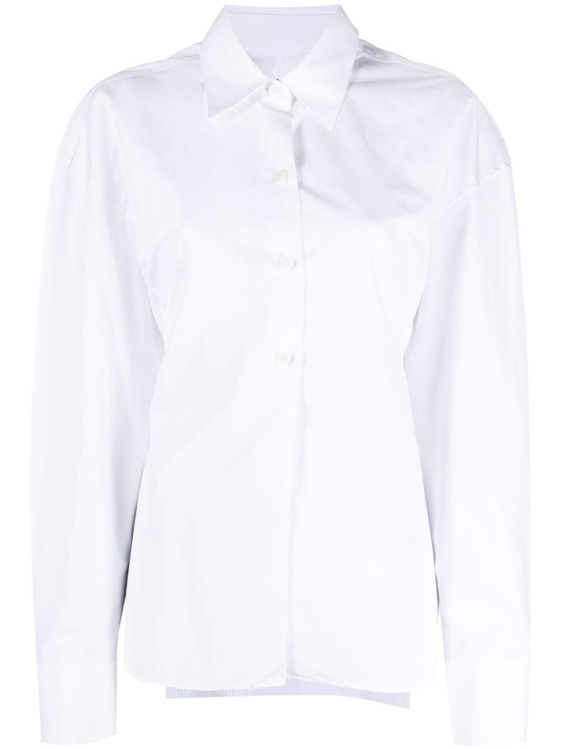 White Panelled Cotton Poplin Shirt