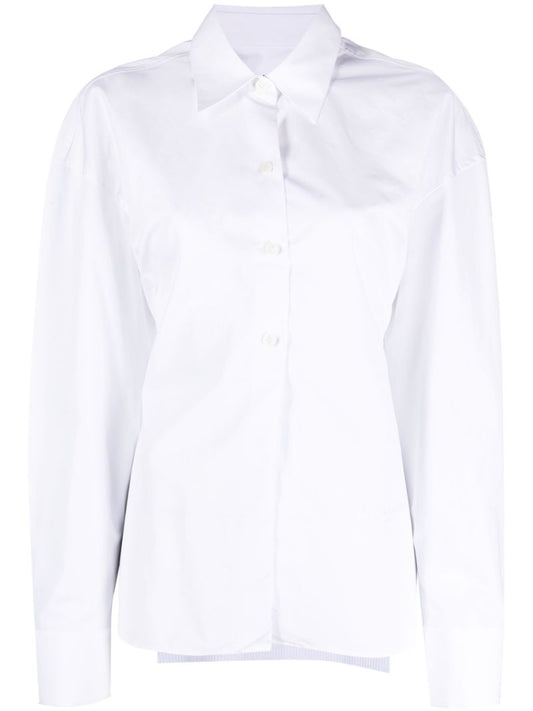 White Panelled Cotton Poplin Shirt