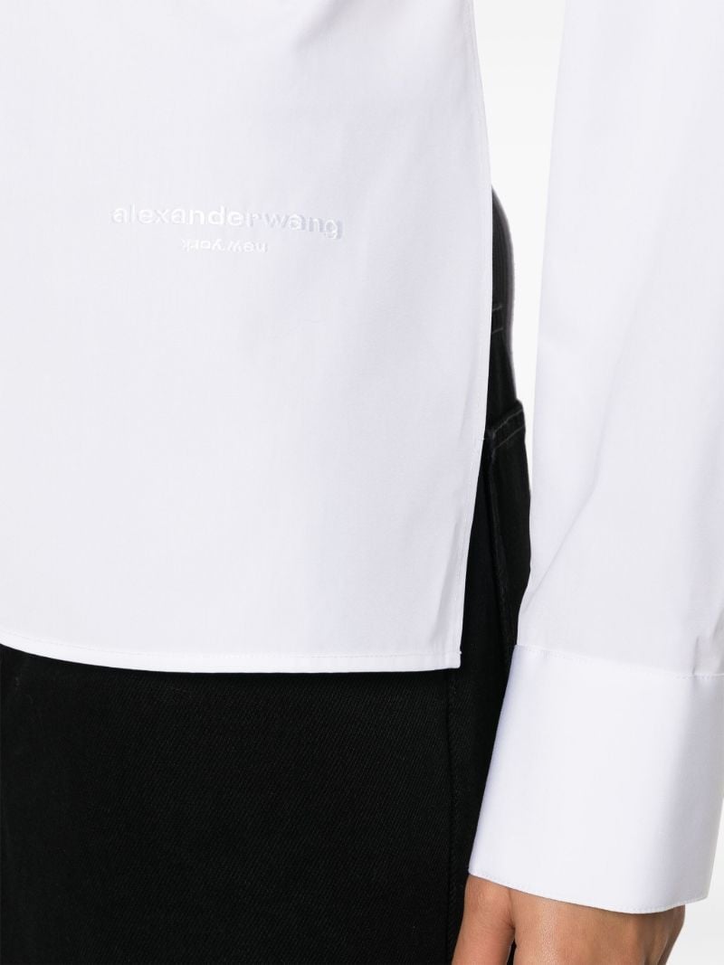 White Panelled Cotton Poplin Shirt
