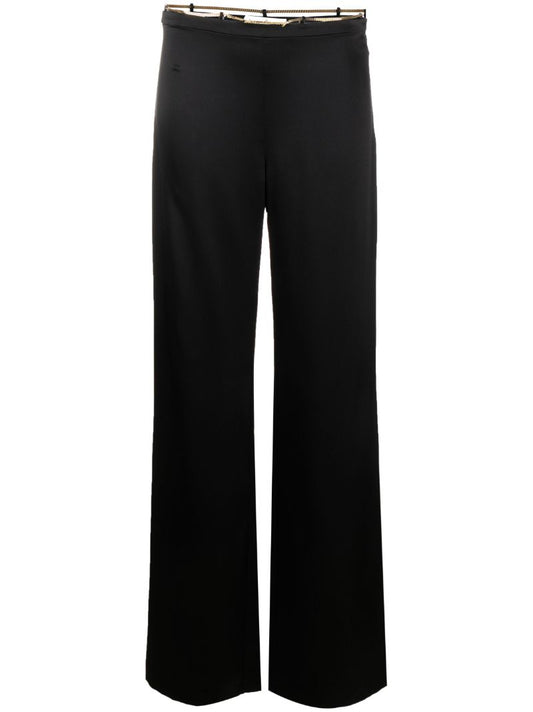 Black Straight-legged Silk Trousers