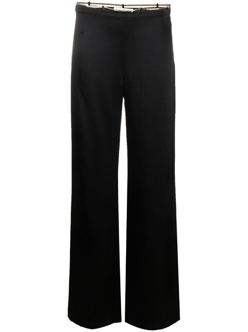 Black Straight-legged Silk Trousers