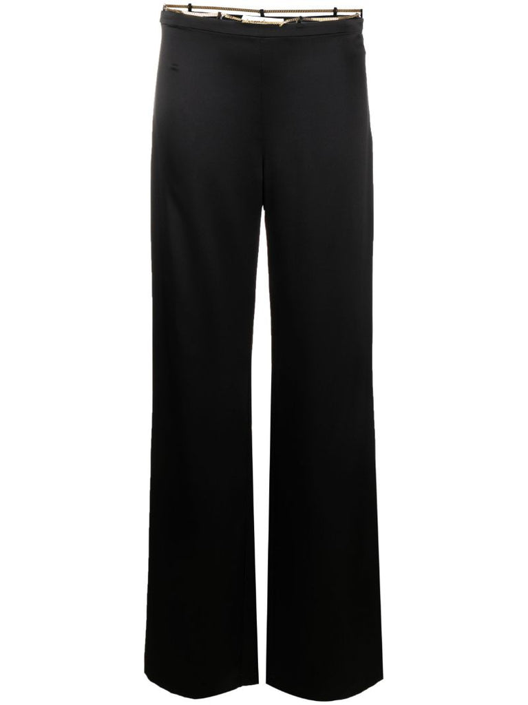 Black Straight-legged Silk Trousers