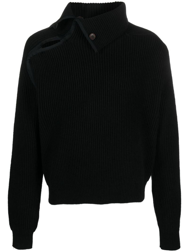 Black La Maille Vega Ribbed-knit Sweater