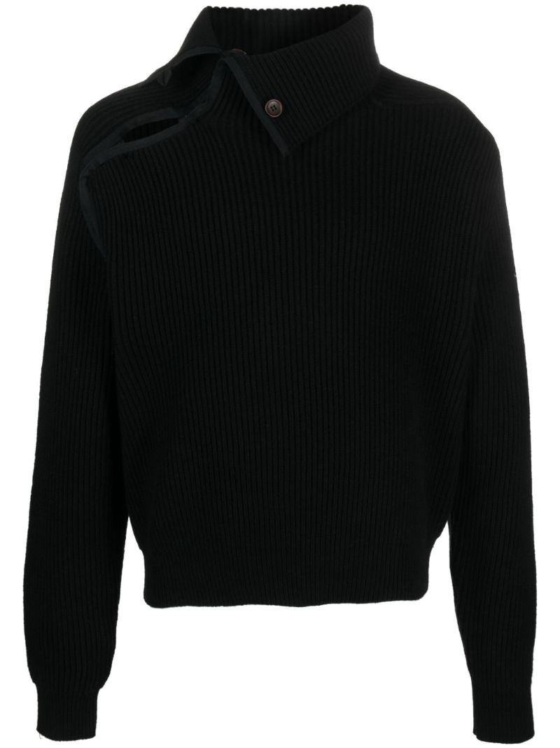 Black La Maille Vega Ribbed-knit Sweater