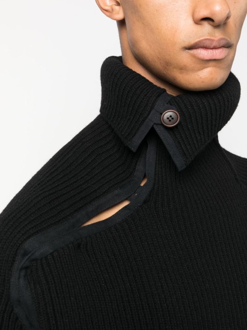Black La Maille Vega Ribbed-knit Sweater