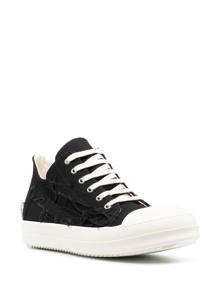 Black Slashed Denim Sneakers