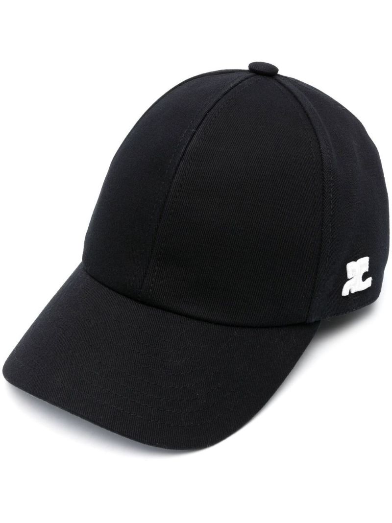 Black Logo Print Cotton Baseball Cap