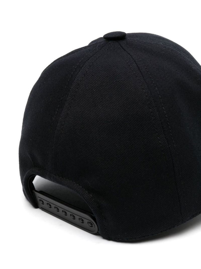 Black Logo Print Cotton Baseball Cap