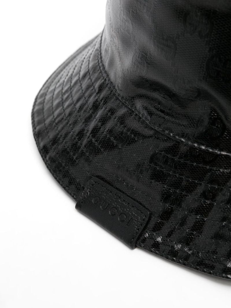 Black Logo-embossed Cotton Bucket Hat