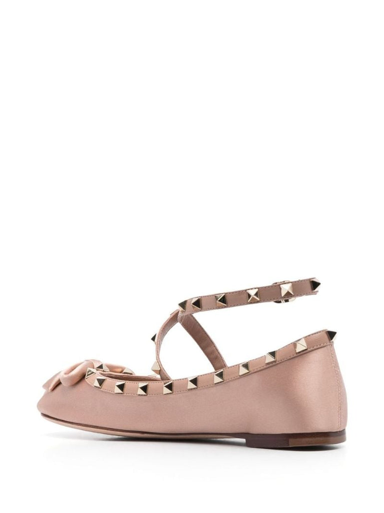 Pink Rockstud Bow Ballet Shoes