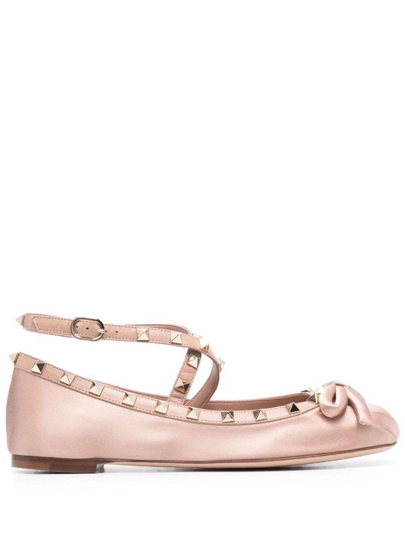 Pink Rockstud Bow Ballet Shoes