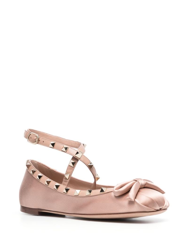 Pink Rockstud Bow Ballet Shoes