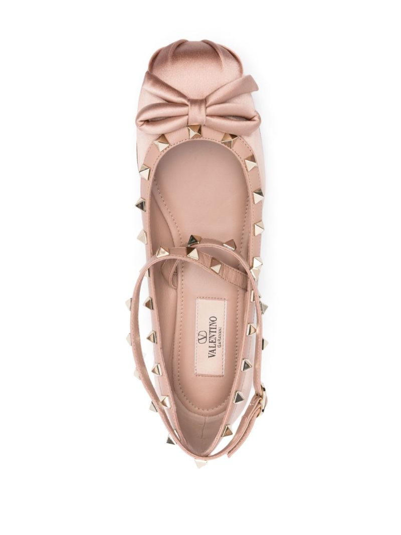 Pink Rockstud Bow Ballet Shoes