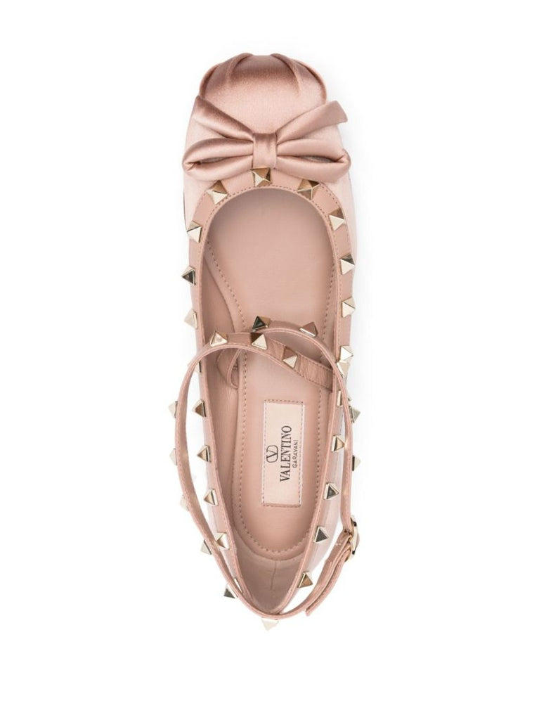 Pink Rockstud Bow Ballet Shoes