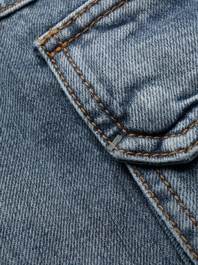 Blue Flared-leg Cargo Jeans