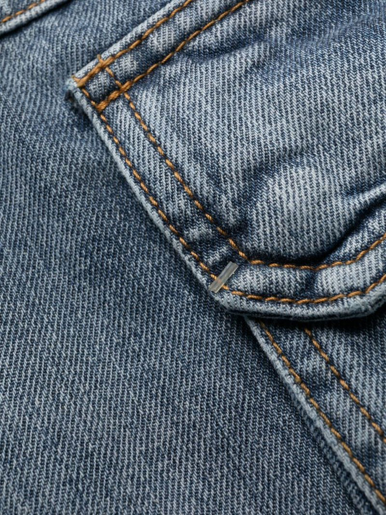 Blue Flared-leg Cargo Jeans