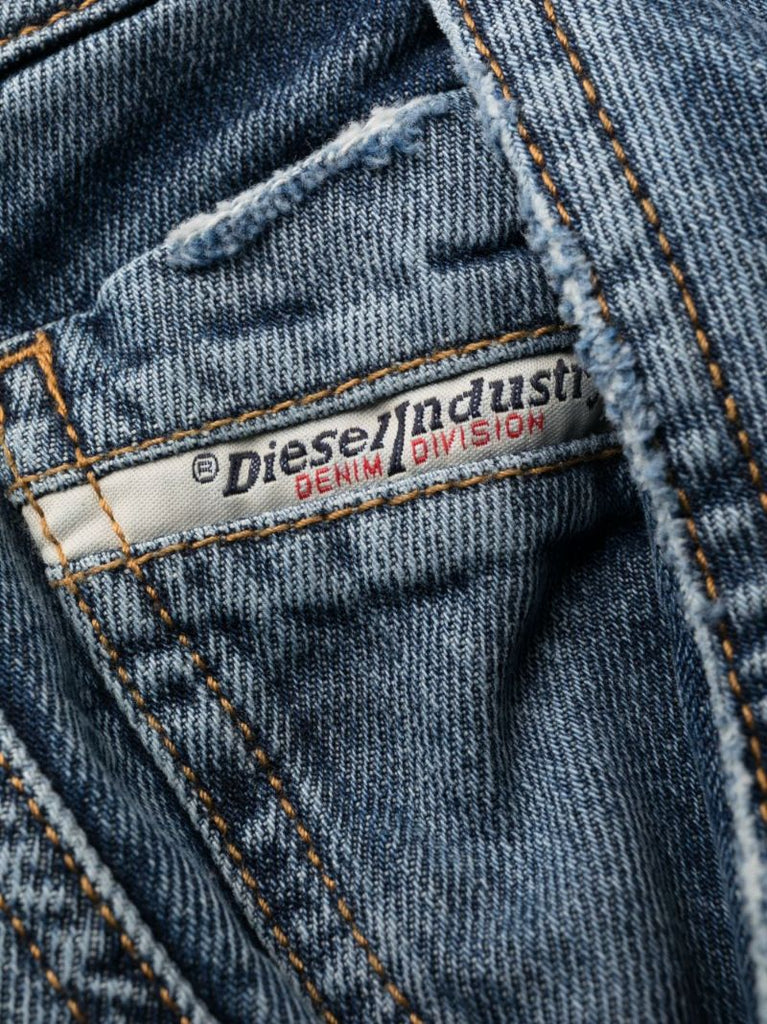 Blue Flared-leg Cargo Jeans