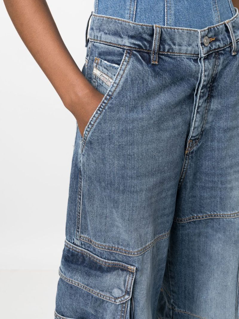 Blue Flared-leg Cargo Jeans