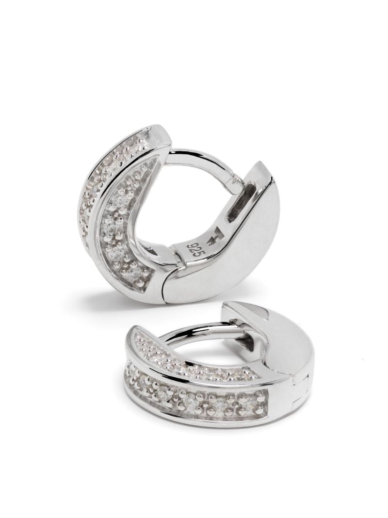Sterling Silver Nova Huggies Zirconia Earrings