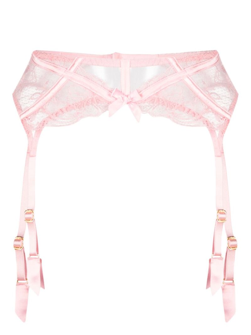 Pink Lace-embellished Suspender Belt