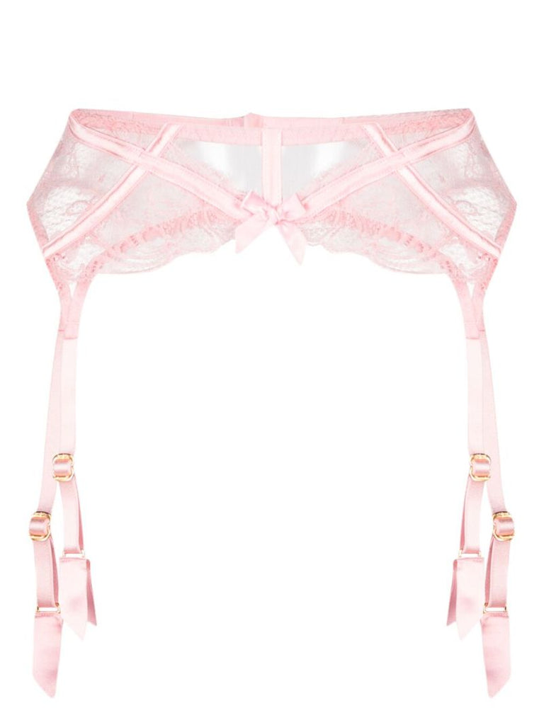 Pink Lace-embellished Suspender Belt