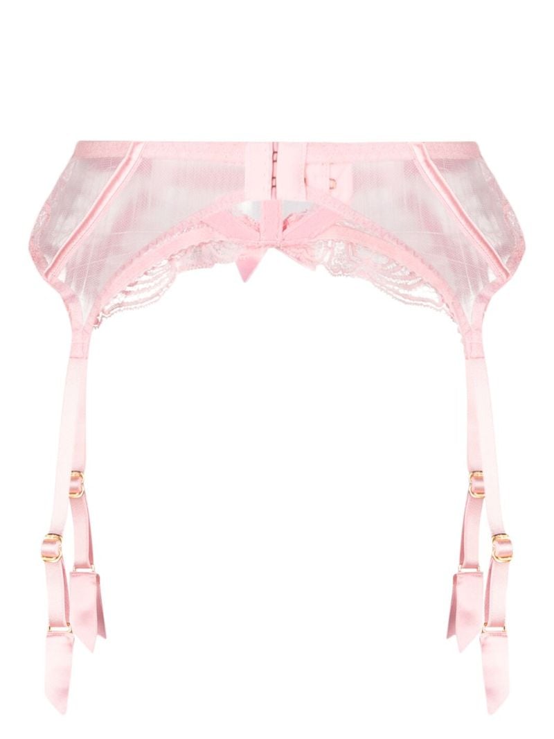 Pink Lace-embellished Suspender Belt