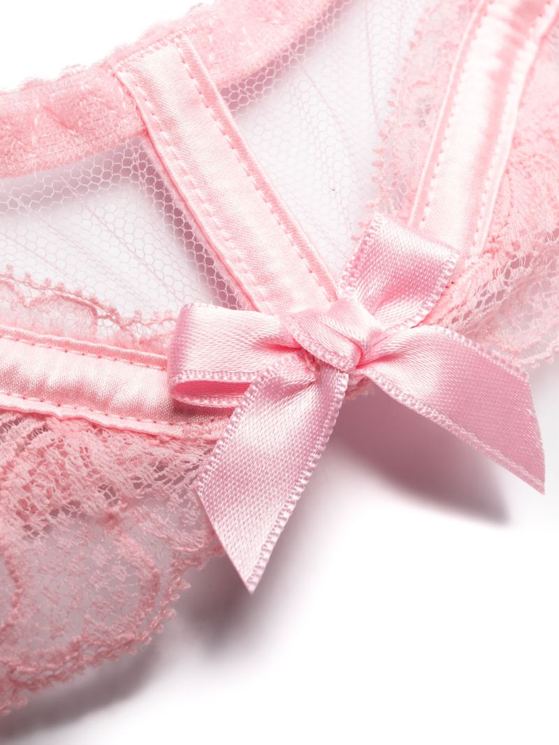 Pink Lace-embellished Suspender Belt