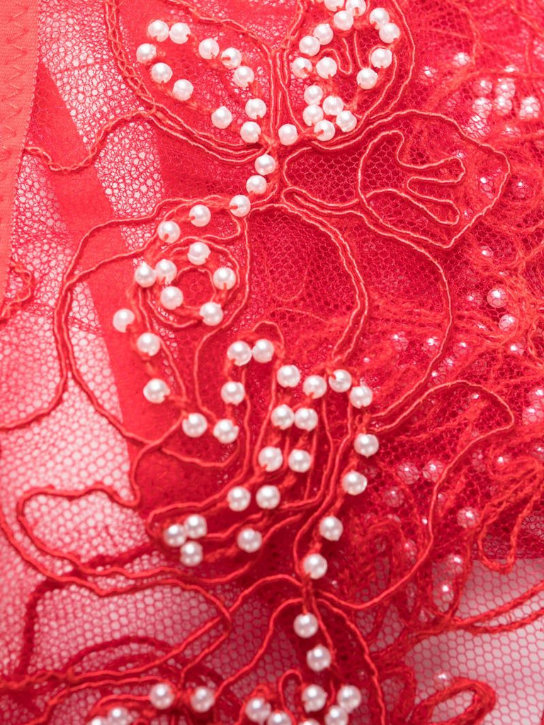 Red Lindie Floral-embroidered Briefs