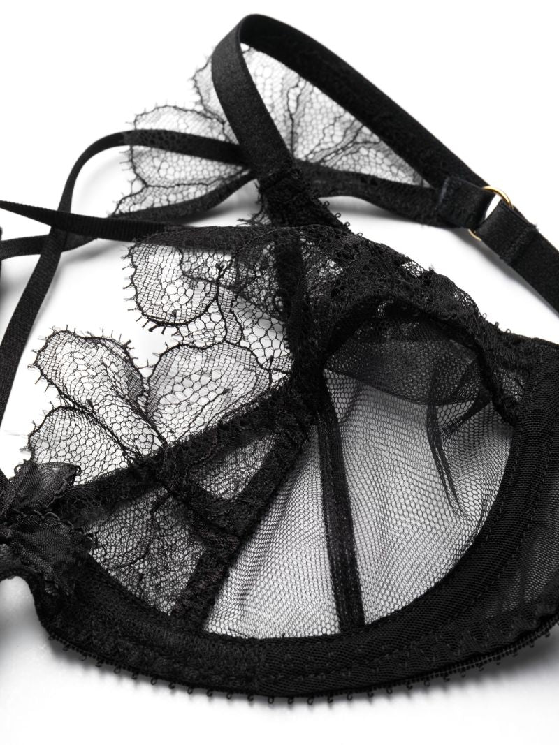 Black Kissie Lace-embellished Bra