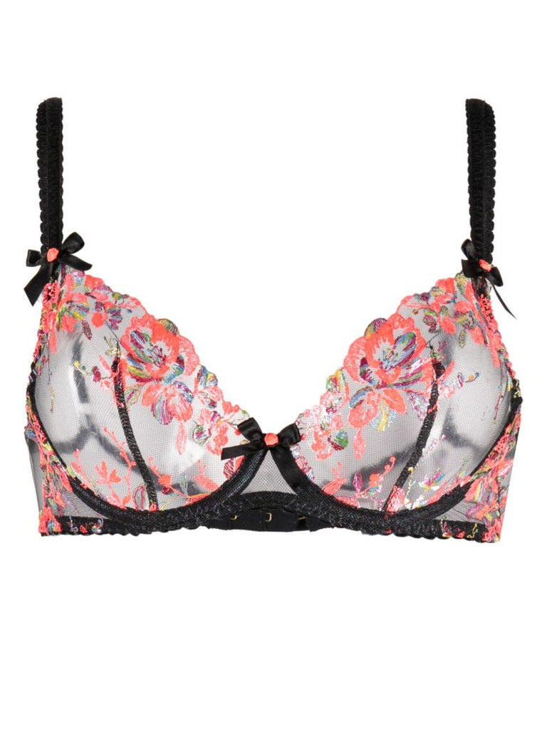 Black Lexx Floral-embroidered Bra