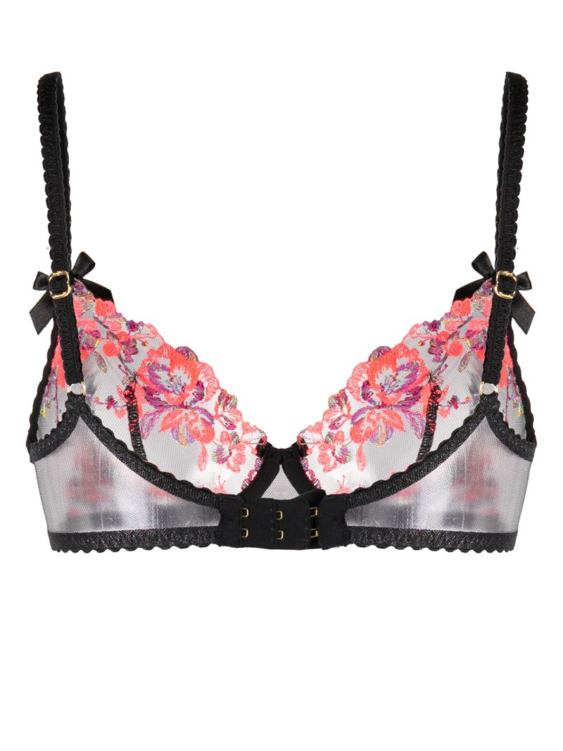 Black Lexx Floral-embroidered Bra