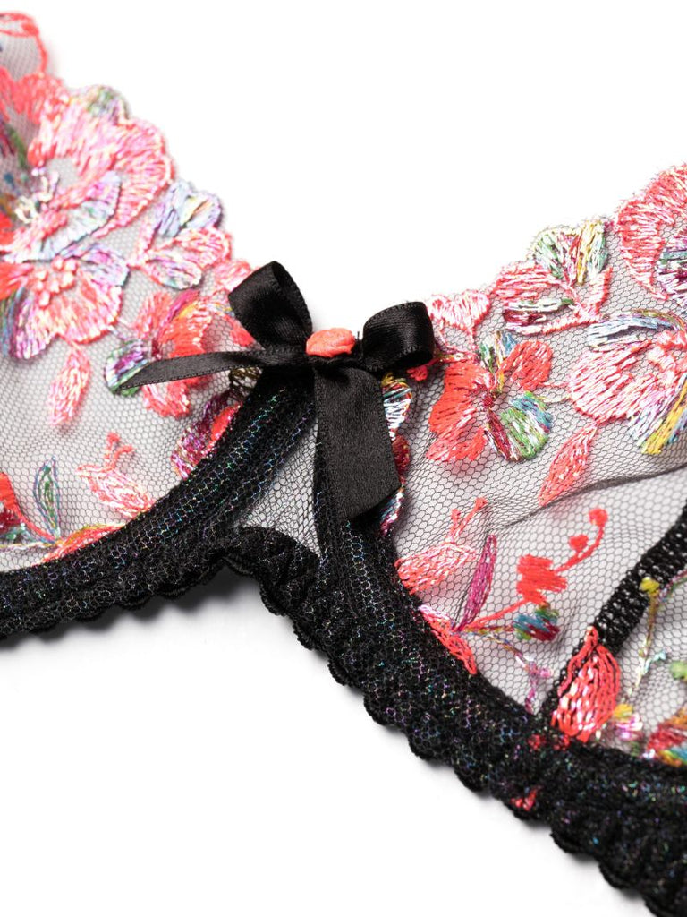 Black Lexx Floral-embroidered Bra
