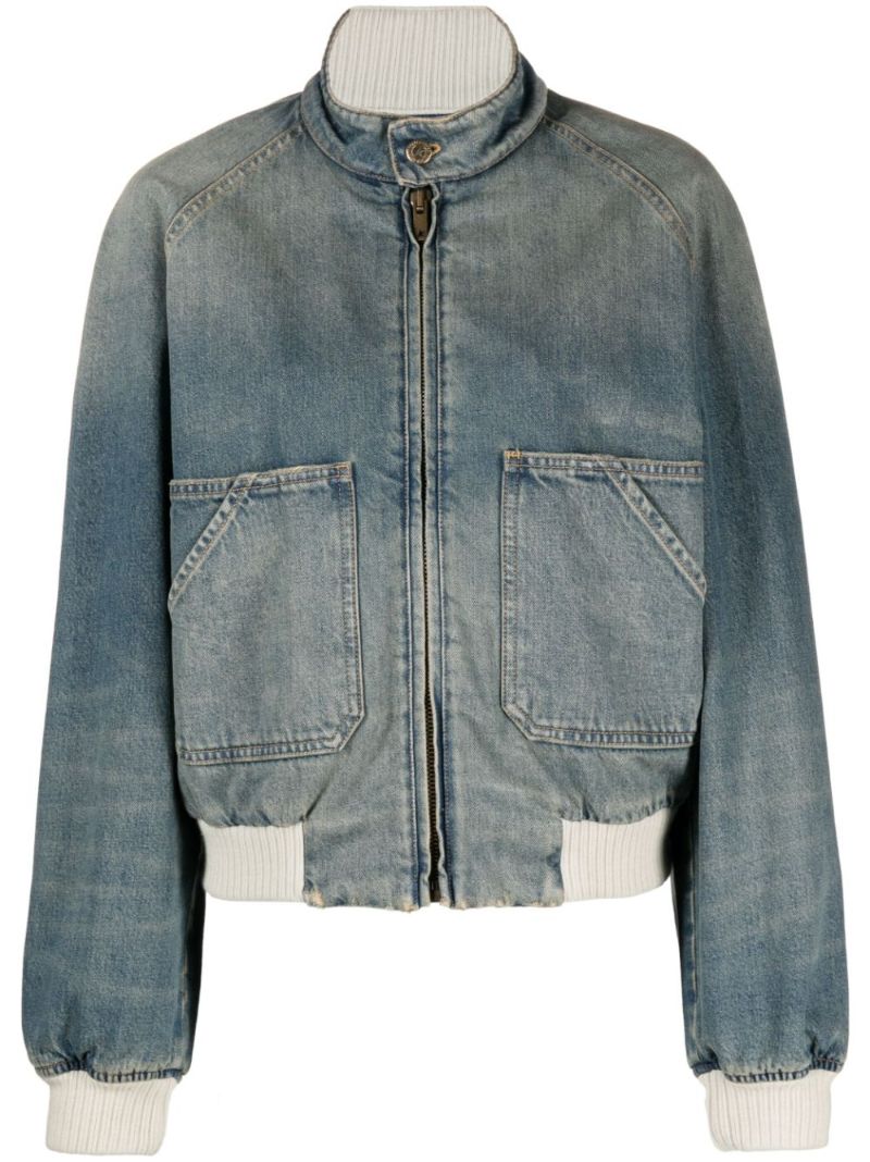 Blue Denim Bomber Jacket